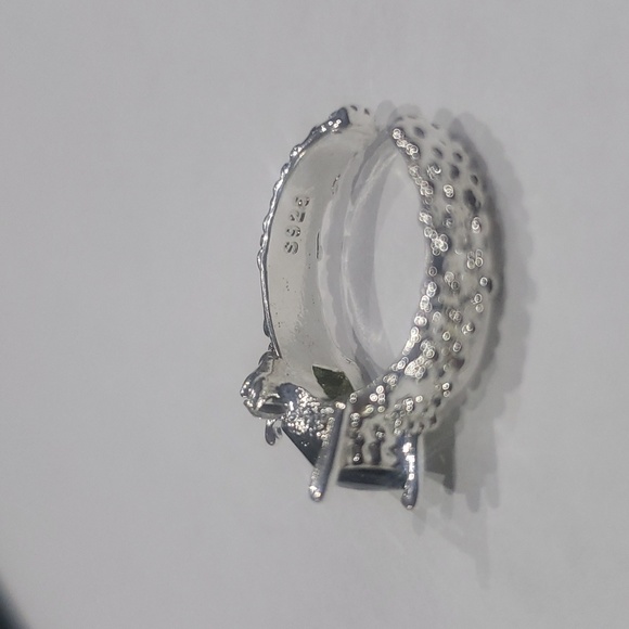 925 Olive Green Geometric Irregular Ring Adjustable - Picture 10 of 11